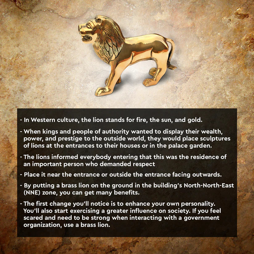 Lion 100% Pure Brass Statue Idol Decorative Showpiece for Home, Office and Gifting by Vastu Mandir