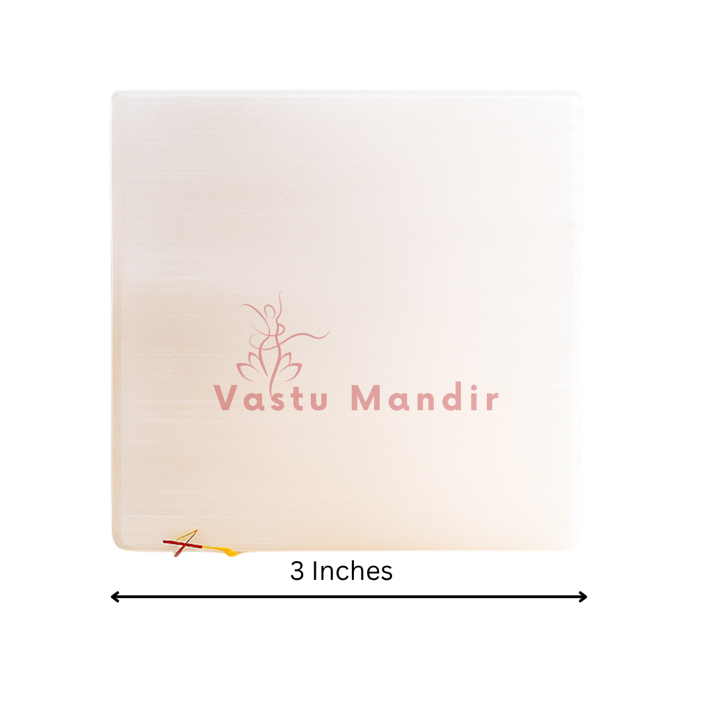 Smooth Square Selenite Charging Plate (3 Inch) – Ultimate Stability, Daily Cleansing Power, and High-Frequency Vastu Foundation | Must-Have Utility Piece