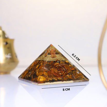 Premium Finish Tiger Eye Pyramid Vastu Remedy for Decision-Making, Self-Esteem & Professional Growth **