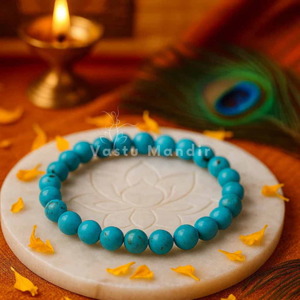 Firoza Turquoise Crystal Bracelet — Premium Vastu Remedy Stone of Protection for Good Luck & Prosperity
