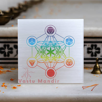 Sacred Geometry Hexagonal Selenite Charging Plate (3 Inch) – Ultimate Harmony, Daily Cleansing Power, and Vastu Structural Perfection | Essential Home Balance Tool