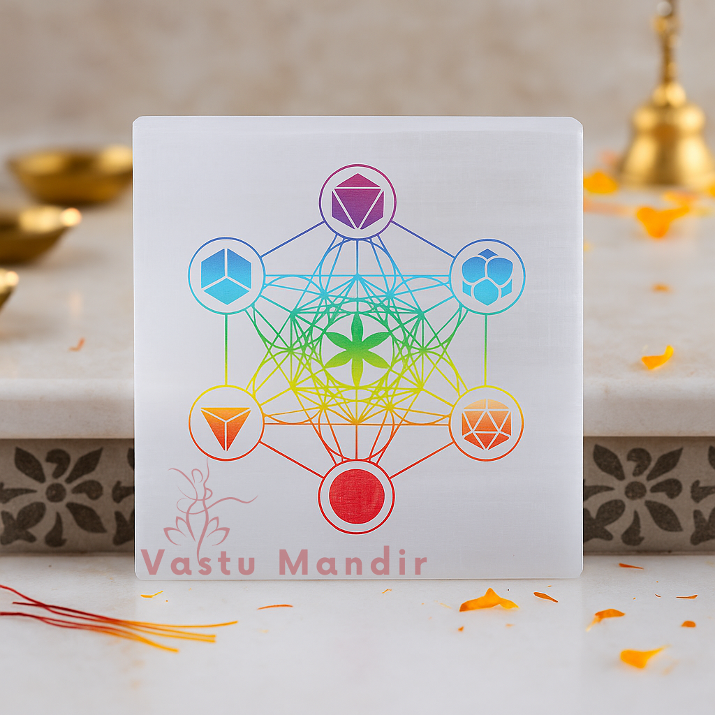 Sacred Geometry Hexagonal Selenite Charging Plate (3 Inch) – Ultimate Harmony, Daily Cleansing Power, and Vastu Structural Perfection | Essential Home Balance Tool