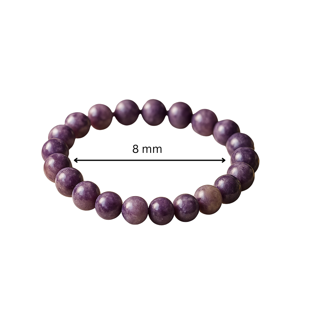 Premium Natural Lepidolite 8mm Bracelet for Anxiety Relief, Emotional Balance & Peace
