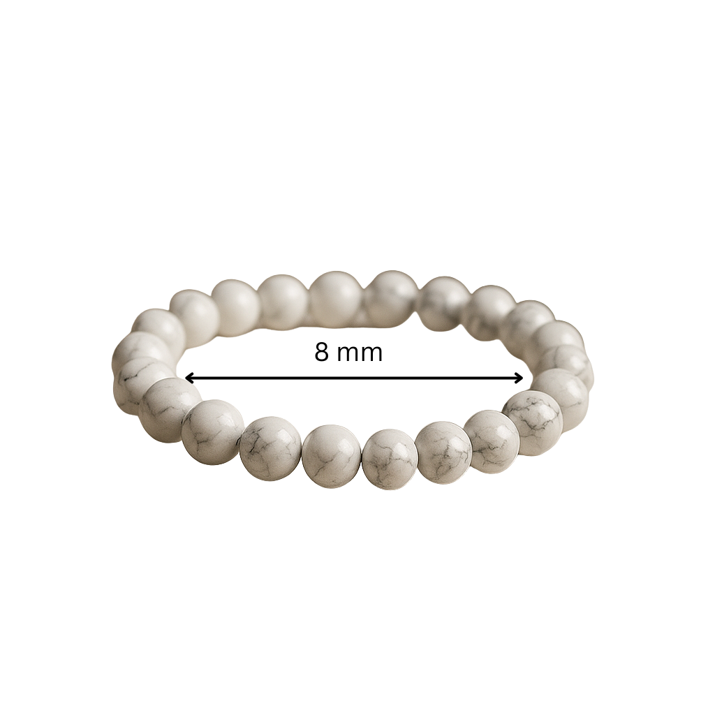 Premium Natural Howlite 8mm Bead Bracelet for Calm Sleep & Patience