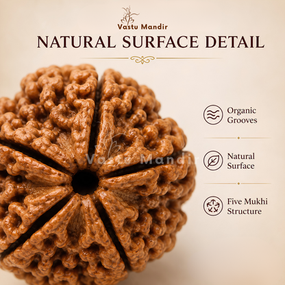 Nepali 5 Mukhi Rudraksha – Vastu Remedy for Health Protection & Jupiter Balance | Ideal for East Direction Healing