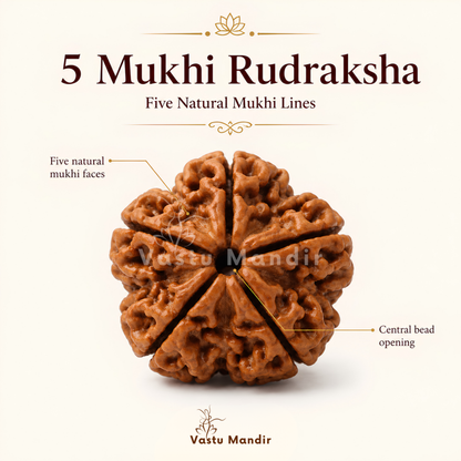 Nepali 5 Mukhi Rudraksha – Vastu Remedy for Health Protection & Jupiter Balance | Ideal for East Direction Healing