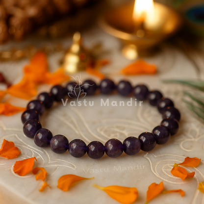 Natural Amethyst Crystal Bracelet – Vastu Remedy for Peace & Spiritual Growth | 8mm Beads