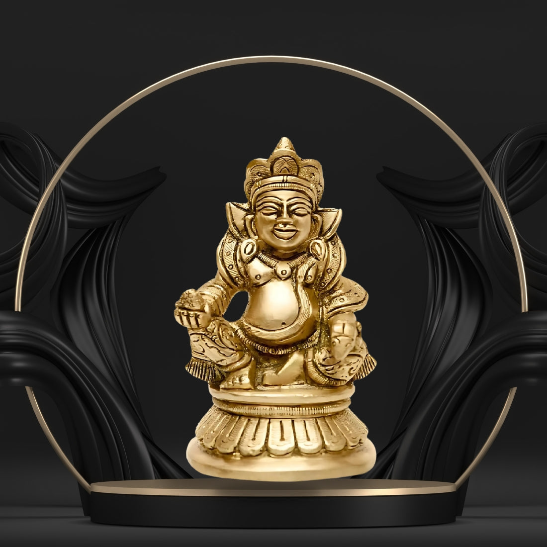 vastu mandir kuber ji, vastu brass idol, brass items, premium kuber ji statue in brass metal idol for vastu, home decor, table showpiece