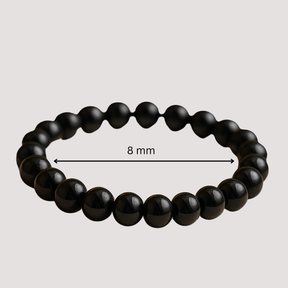 Premium Natural Hematite 8mm Bead Bracelet for Grounding & Focus