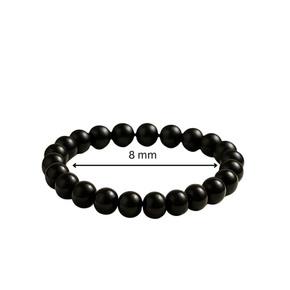 Premium Natural Black Obsidian 8mm Bead Bracelet for Protection & Willpower