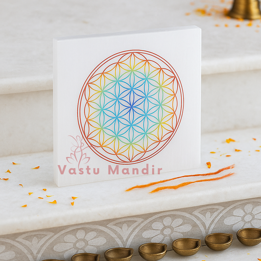 Sacred Colored Mandala Selenite Charging Plate (3 Inch) – Deep Spiritual Cleansing, Focused Meditation Aid, and Vastu Purity | Ultimate Focus Tool