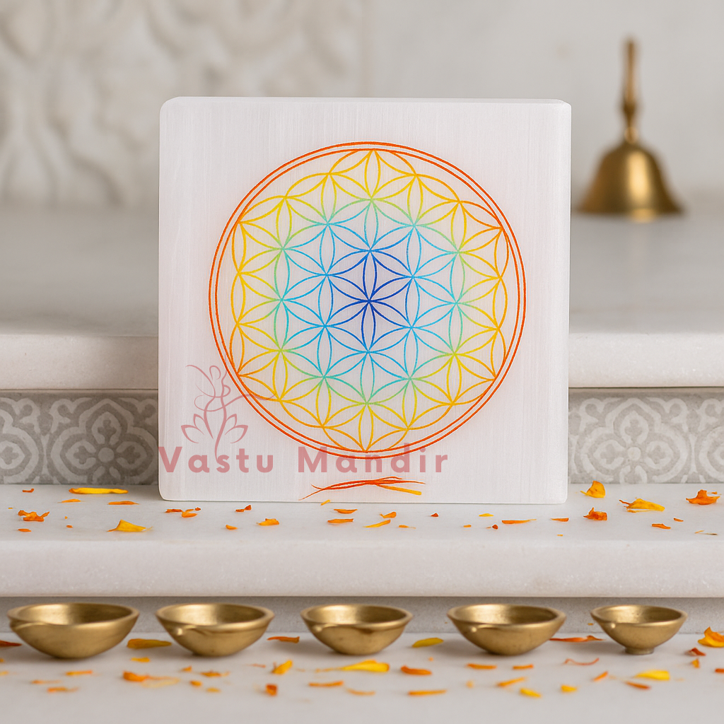 Sacred Colored Mandala Selenite Charging Plate (3 Inch) – Deep Spiritual Cleansing, Focused Meditation Aid, and Vastu Purity | Ultimate Focus Tool