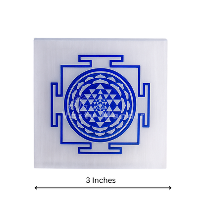 Sacred Blue Shree Yantra Selenite Charging Plate (3 Inch) – Wealth Vastu Correction, Clear Communication, and Continuous Purification | Ultimate Prosperity Tool