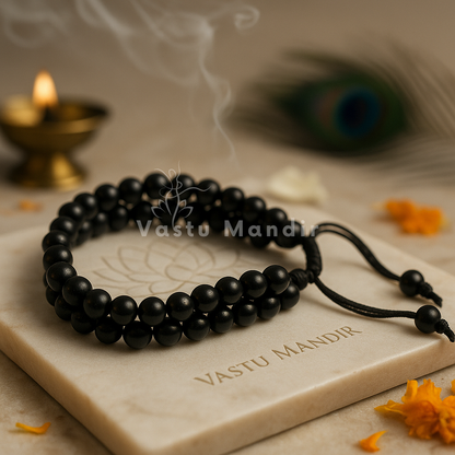 Natural Black Tourmaline 8mm Dual-Strand Bracelet – Vastu Remedy for Shield & Stability