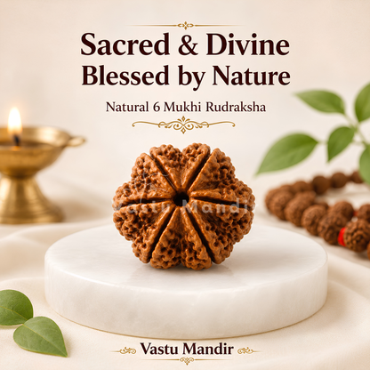 Original 6 Mukhi Rudraksha – Vastu Remedy for Career Success & Willpower Strength | Ideal for South-East Office Desks