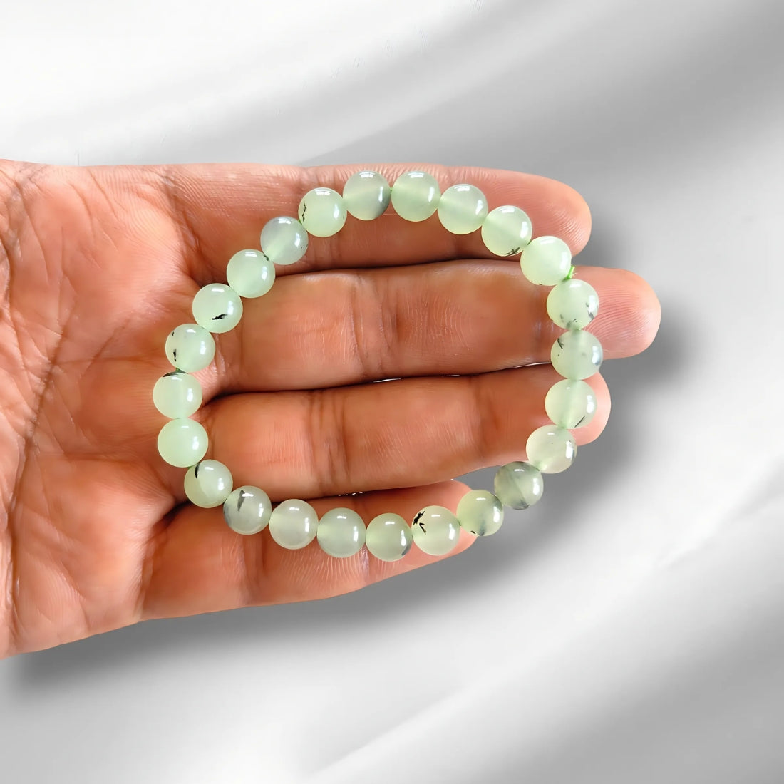 prehnite bracelet, bracelet for protection, vastu mandir prehnite bracelet, crystal stone bracelet, bracelet for vastu, luxury crystal bracelet, modern bracelet