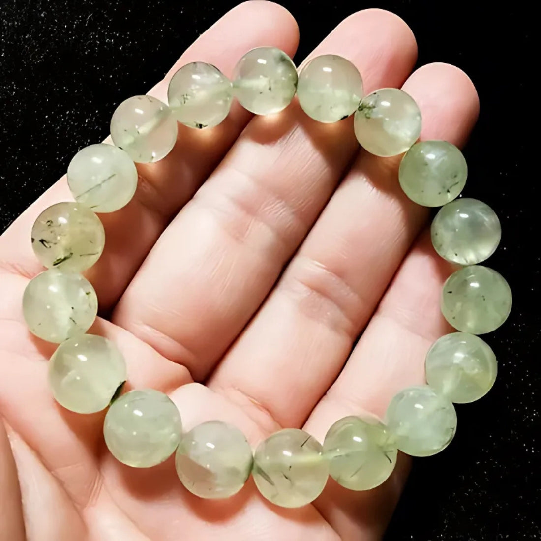 prehnite bracelet, bracelet for protection, vastu mandir prehnite bracelet, crystal stone bracelet, bracelet for vastu, luxury crystal bracelet, modern bracelet
