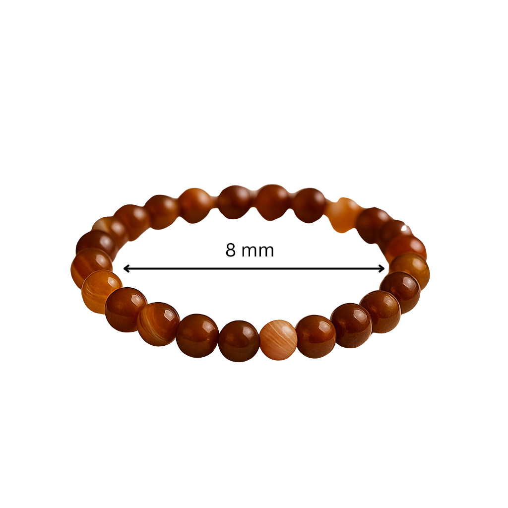 Premium Natural Carnelian 8mm Bead Bracelet for Vitality & Focus