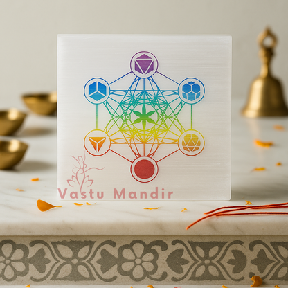 Premium 4-Inch Hexagon Selenite Plate for Expanded Vastu Harmony, Perfect Structural Balance, and Energy Correction | High-Frequency Charger By Vastu Mandir