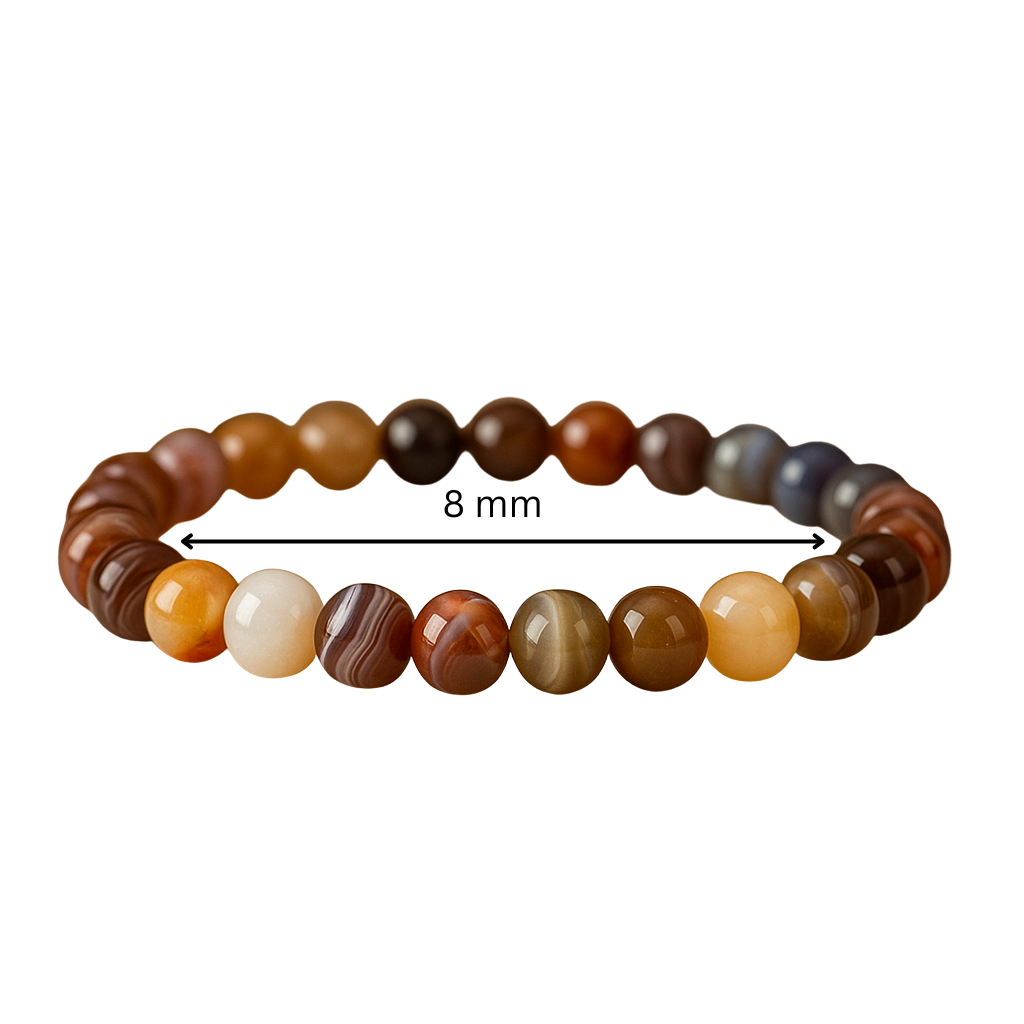 Botswana Agate Crystal Bracelet (8mm Beads) – Calm Focus & Emotional Stability