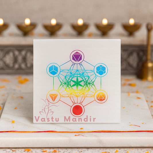 Premium 4-Inch Hexagon Selenite Plate for Expanded Vastu Harmony, Perfect Structural Balance, and Energy Correction | High-Frequency Charger By Vastu Mandir