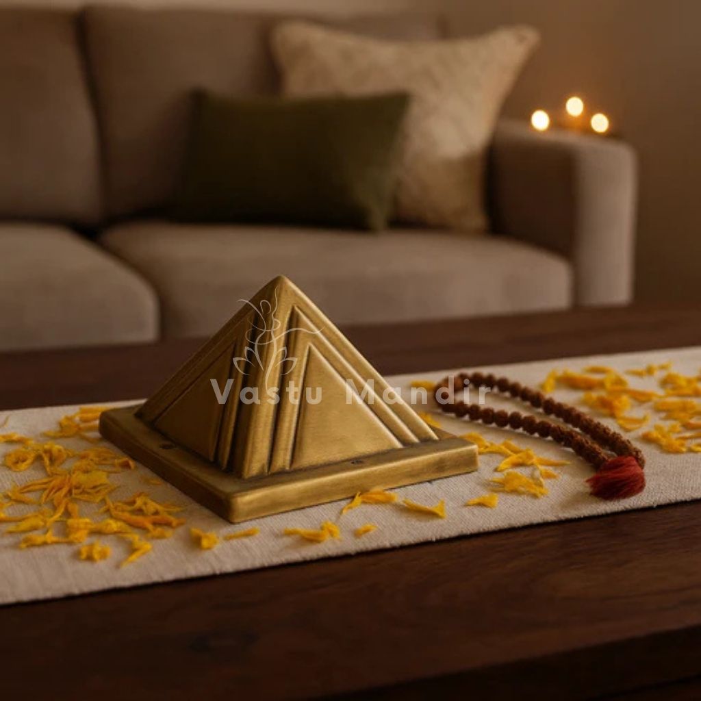 2-Layer Brass Vastu Pyramid – Vastu Remedy for North-West Prosperity  | Ideal for Entrance, Kitchen | 7.7 cm | 350 g