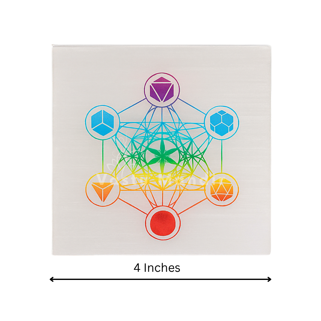 Premium 4-Inch Hexagon Selenite Plate for Expanded Vastu Harmony, Perfect Structural Balance, and Energy Correction | High-Frequency Charger By Vastu Mandir