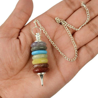 Multicolor 7 Chakra Dowsing Pendulum — Vastu Remedy, Reiki & Energy Diagnosis Gem Tool | Vastu Mandir