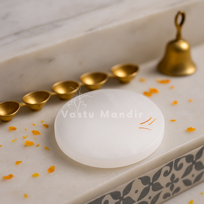 Premium 4-Inch Plain Round Selenite Charging Plate for Maximum Cleansing, Aura Purification, and Unfiltered Energy Flow | Essential Vastu Purity Base By Vastu Mandir