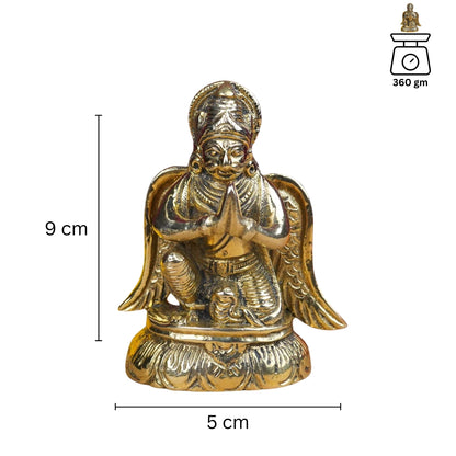 Brass Lord Garud Dev Ji Idol Vastu Remedy for Protection, Strength and Divine Authority for Home Temple, Office and Spiritual Decor | 9 cm | 360 g