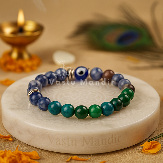 Pisces Zodiac Healing Bracelet 8mm — Sodalite & Chrysocolla Vastu Remedy for Intuition