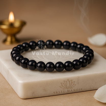 Black Tourmaline Hydro Crystal Bracelet – Vastu Remedy for Grounding & EMF Protection | 8mm Beads