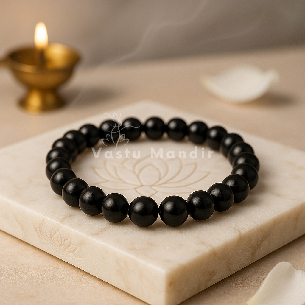 Black Tourmaline Hydro Crystal Bracelet – Vastu Remedy for Grounding & EMF Protection | 8mm Beads