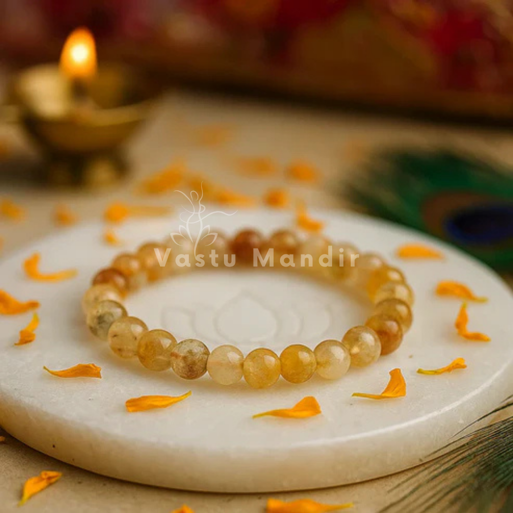 Premium Citrine 8mm Bead Bracelet Vastu Remedy for Confidence & Clarity