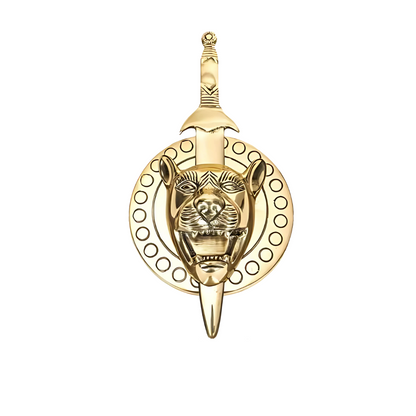 Premium Lion With Talwar 100% Pure Brass Statue Idol Decorative Showpiece for Home, Office and Gifting by Vastu Mandir