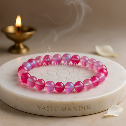 Aura Quartz Dark Pink Bracelet (8mm Beads) – Calm Confidence & Aura Protection | Vastu Mandir