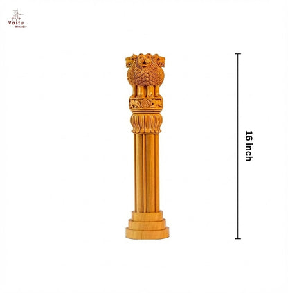 Premium Wooden Finish Ashoka Pillar Statue Idol Decorative Showpiece for Home, Office, Vastu Remedy and Gifting by Vastu Mandir
