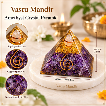 Amethyst Crystal Pyramid | Vastu Remedy for Peace & Spiritual Harmony | 6.5 cm | 120 g