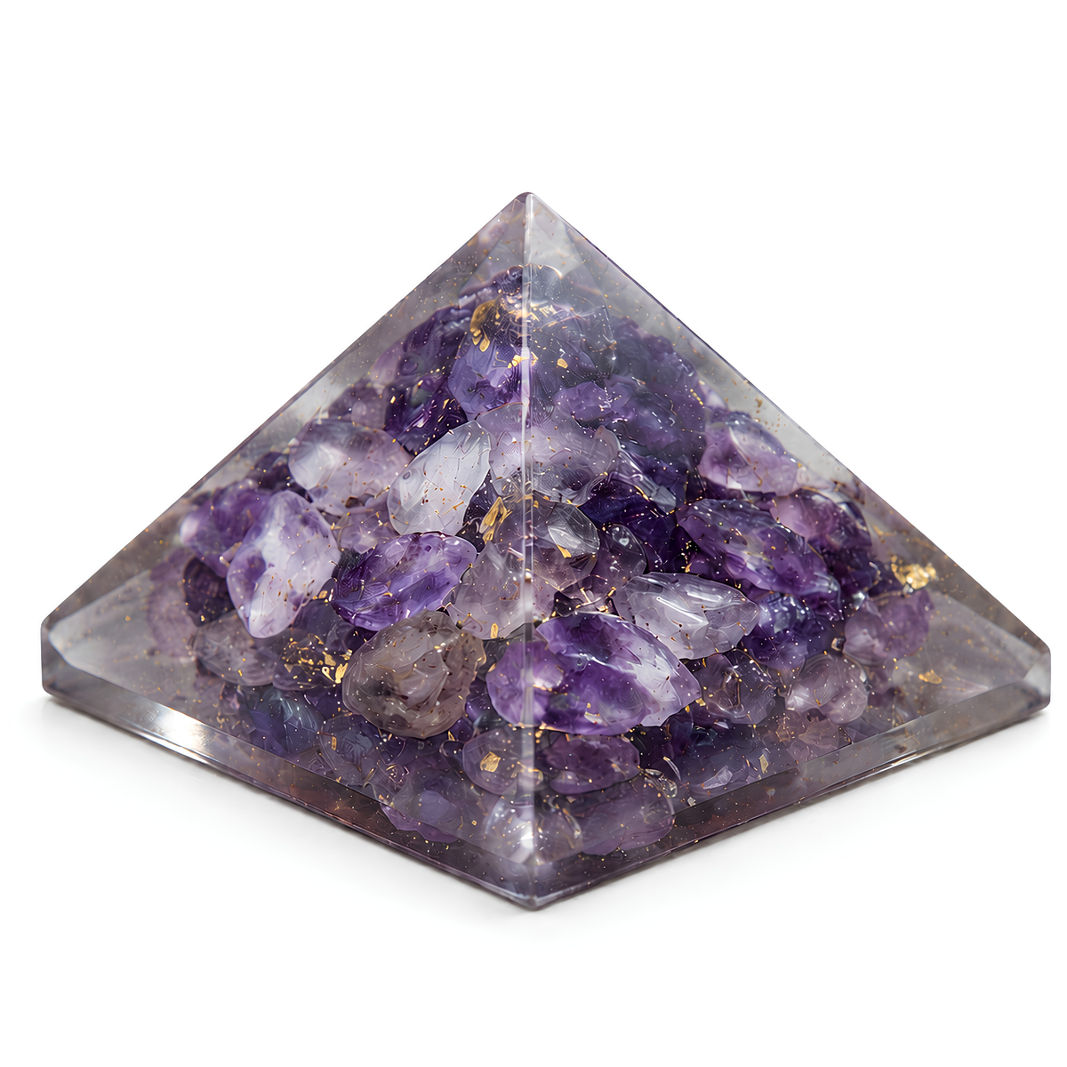 Amethyst Orgone Pyramid, amethyst crystal – alternate product view with the full pyramid visible