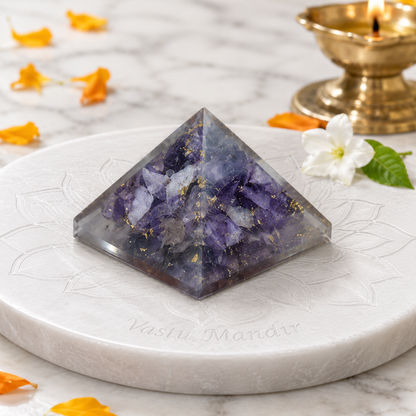 Amethyst Orgone Pyramid | Vastu Remedy for Stress Relief, Deep Sleep & Meditation Focus | 1 Inch | 20 g