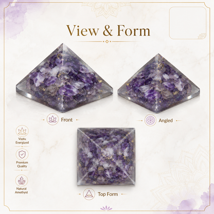 Amethyst Orgone Pyramid | Vastu Remedy for Stress Relief, Deep Sleep & Meditation Focus | 1 Inch | 20 g