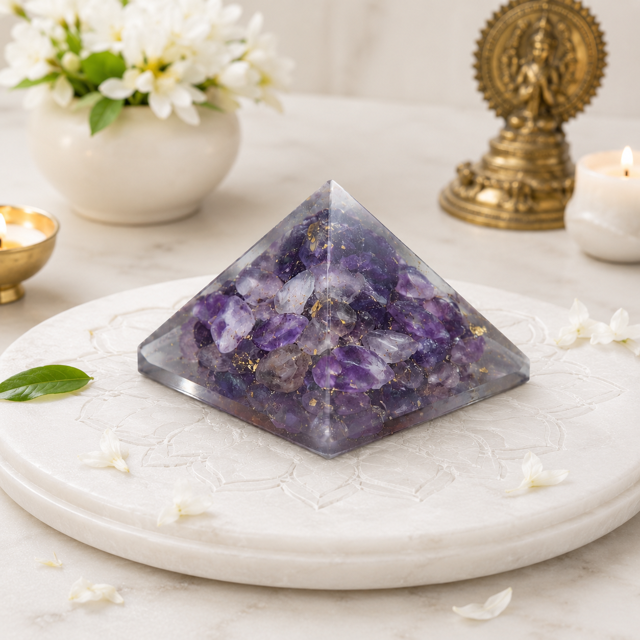 Amethyst Orgone Pyramid | Vastu Remedy for Stress Relief, Deep Sleep & Meditation Focus | 1 Inch | 20 g