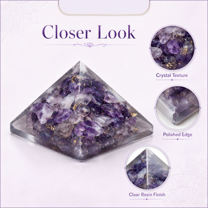Amethyst Orgone Pyramid | Vastu Remedy for Stress Relief, Deep Sleep & Meditation Focus | 1 Inch | 20 g