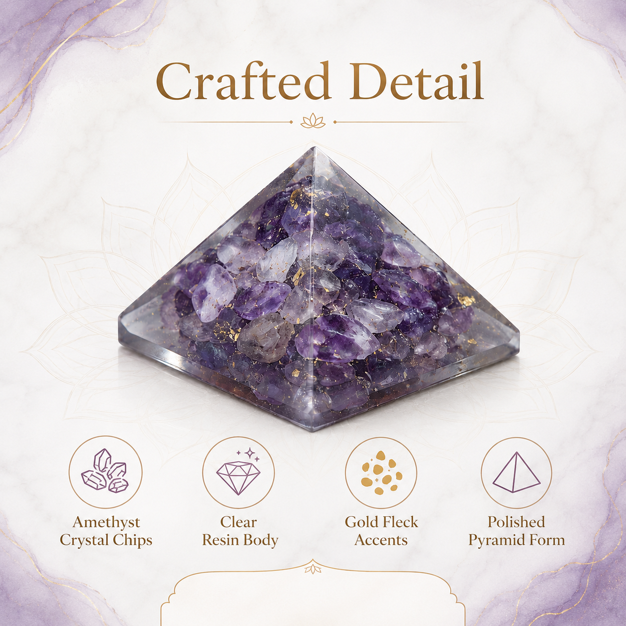Amethyst Orgone Pyramid | Vastu Remedy for Stress Relief, Deep Sleep & Meditation Focus | 1 Inch | 20 g