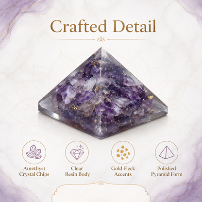 Amethyst Orgone Pyramid | Vastu Remedy for Stress Relief, Deep Sleep & Meditation Focus | 1 Inch | 20 g