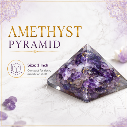 Amethyst Orgone Pyramid | Vastu Remedy for Stress Relief, Deep Sleep & Meditation Focus | 1 Inch | 20 g