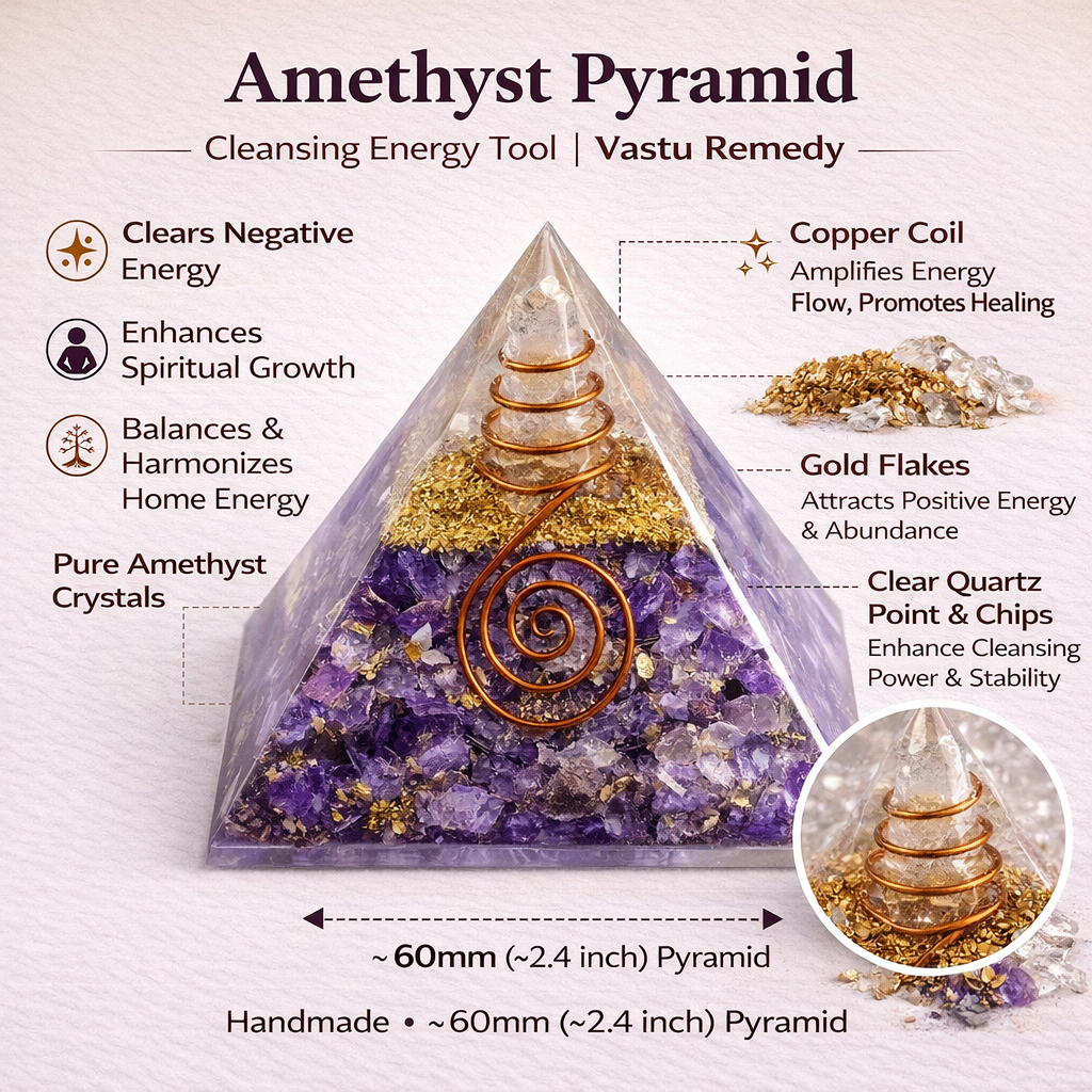 Amethyst Crystal Pyramid Vastu Remedy