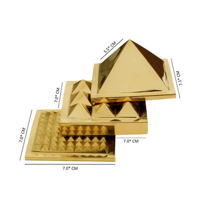 vastu mandir Pyramids, vastu mandir brass pyramid, three layer of brass pyramid for home and office, brass pyramid for vastu