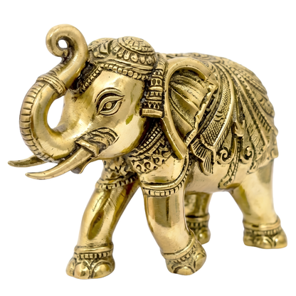 Royal Elephant Brass Figurine | Vastu Remedy for Strength, Stability & Good Fortune | 4 Inch | 190 g