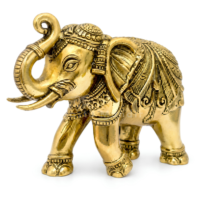 Royal Elephant Brass Figurine | Vastu Remedy for Strength, Stability & Good Fortune | 4 Inch | 190 g